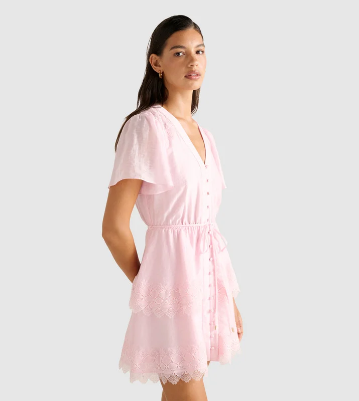 forever new  EMMY Lace Trim Mini Dress for Women | Best Price UAE